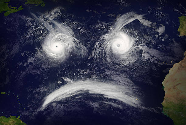 istock Image of a hurricane in the sea in a map 96004680