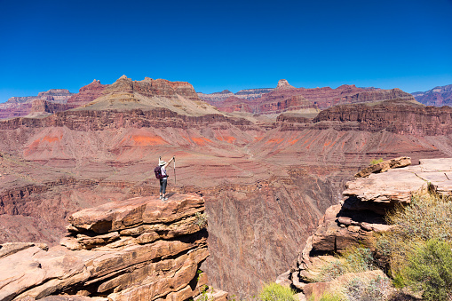 Mature woman hiking the Grand Canyon