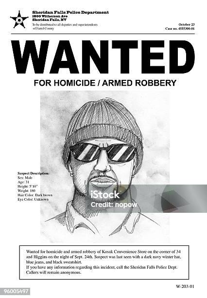 Wanted Poster With Drawing Of A Man With Hat And Sunglasses Stock Illustration - Download Image Now