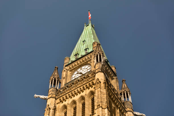 Peace Tower on Parliament Hill in Ottawa Parliament Building with Peace Tower on Parliament Hill in Ottawa, Canada.  Ottawa is the capital of Canada and it's seat of government. senator photos stock pictures, royalty-free photos & images