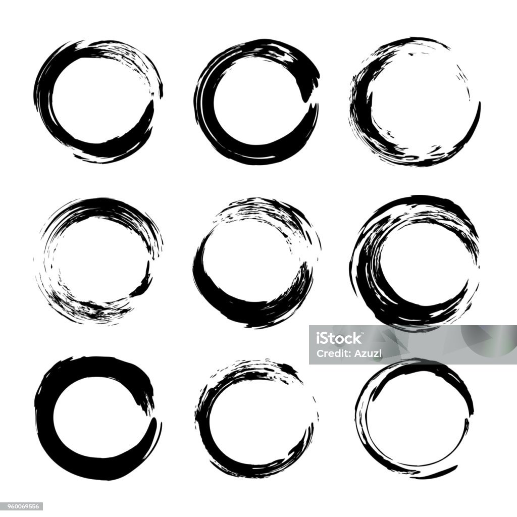 Schwarzen abstrakt strukturierten Runde Flecken auf einem weißen Hintergrund isoliert - Lizenzfrei Kreis Vektorgrafik