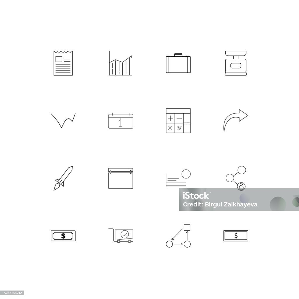 Business linear thin icons set. Outlined simple vector icons Art stock vector