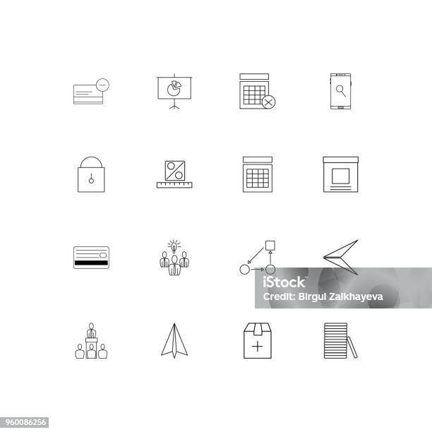 Business Linear Thin Icons Set Outlined Simple Vector Icons Stock Illustration - Download Image Now