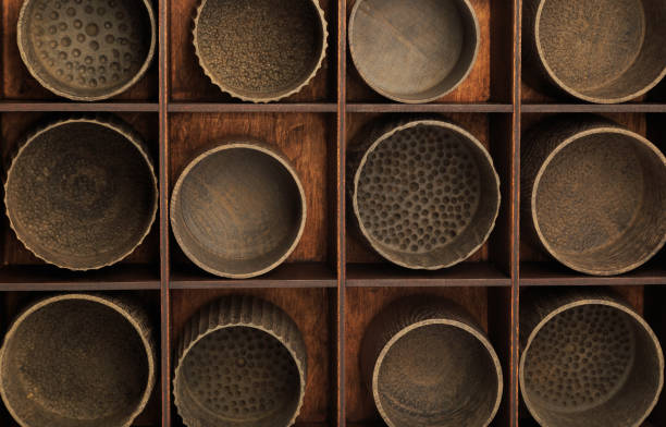 istock Wooden cups in a box for storing dishes 960089804