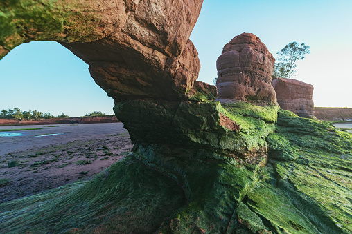 Sandstone arch formations in the Bay of Fundy.