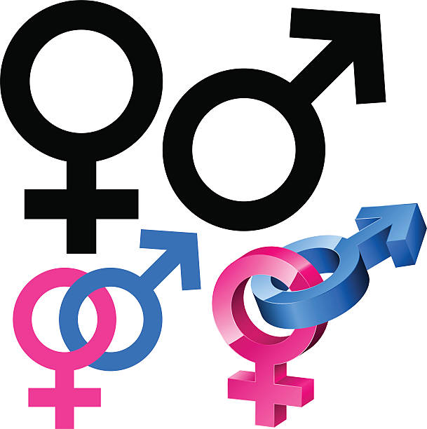 płci męskiej i żeńskiej znaków - gender symbol stock illustrations