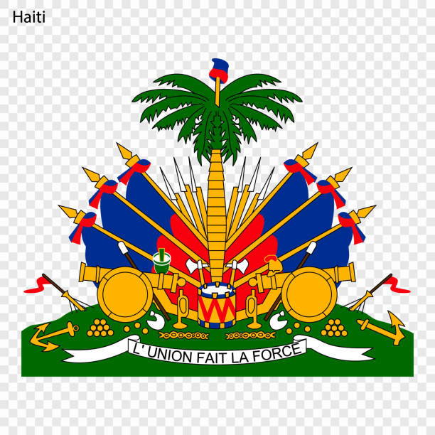 National emblem or symbol Symbol of Haiti. National emblem haiti coat of arms stock illustrations
