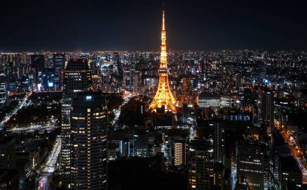 istock Aerial view of Tokyo skyline at night 960107252