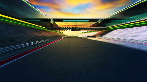 istock Motion blur empty asphalt international race track 960107756