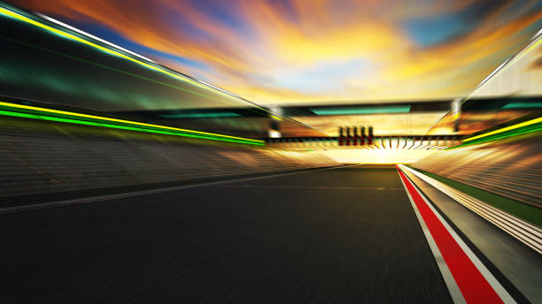 istock Motion blur empty asphalt international race track 960107930