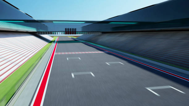 istock Motion blur empty asphalt international race track 960108152