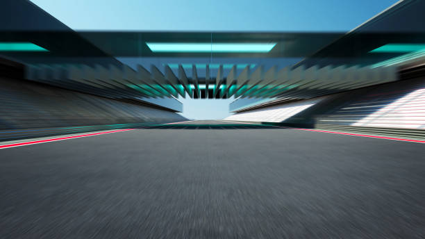 istock Motion blur empty asphalt international race track 960108296