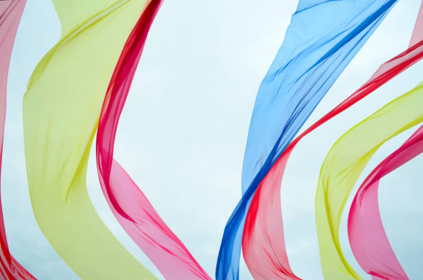 Colorful fabrics that waving in the wind