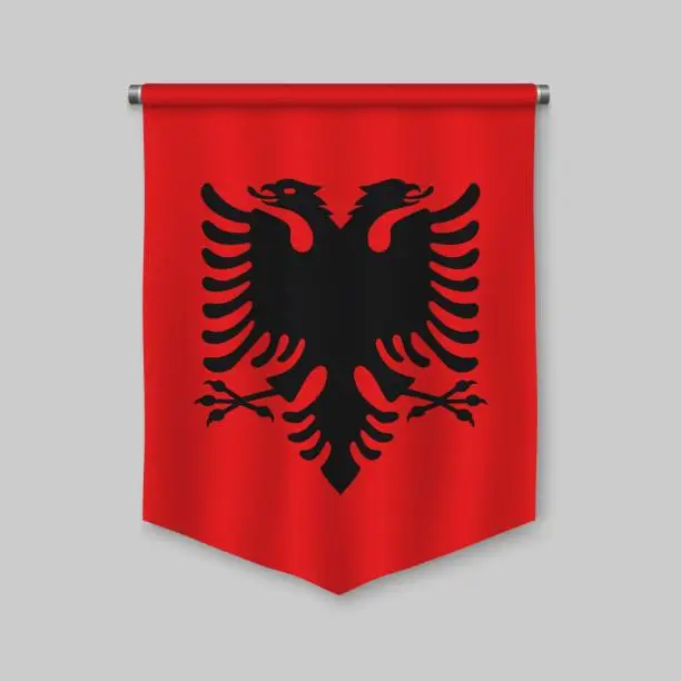 Vector illustration of pennant with flag