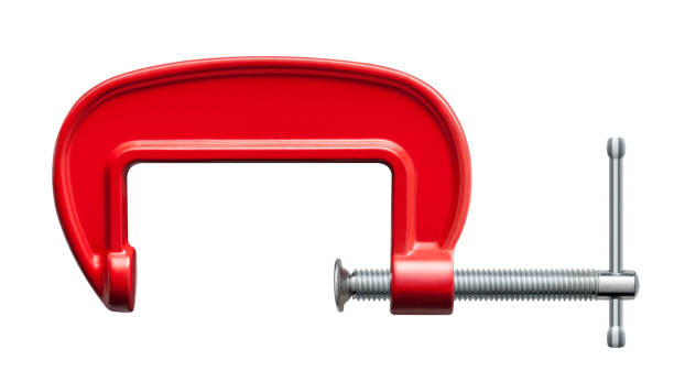 Red G clamp on white background Clamp compression tool on white background. c clamp photos stock pictures, royalty-free photos & images