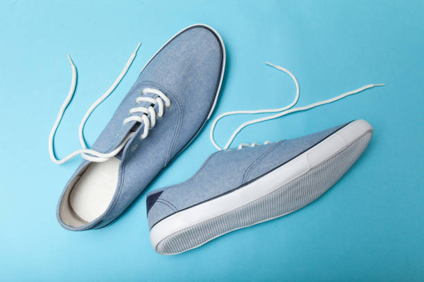 istock Fashionable denim casual blue sneakers 960130606