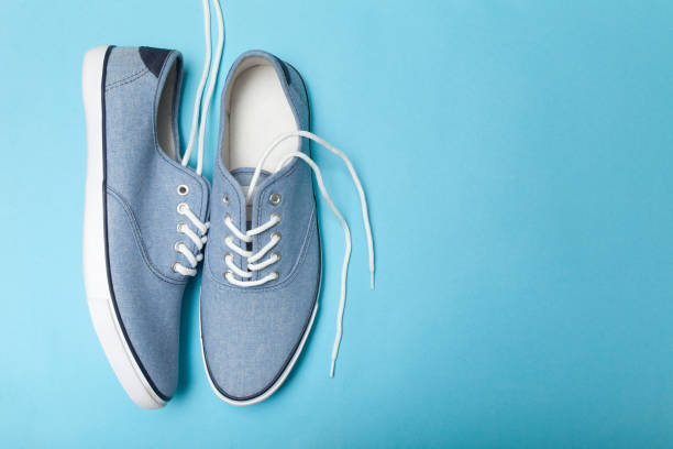 istock Fashionable denim casual blue sneakers 960130608