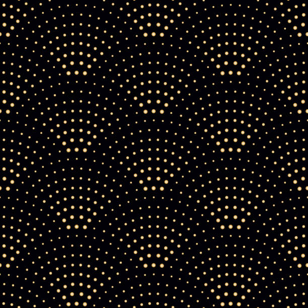 抽象的なシームレスな波状パターン ベクトル幾何学的魚スケールのレイアウトを持つ。暗い黒い背景に金属金円。扇形の花輪。壁紙、包装紙、ページ入力繊維パッチ - tiled floor illustrations点のイラスト素材／クリップアート素材／マンガ素材／アイコン素材