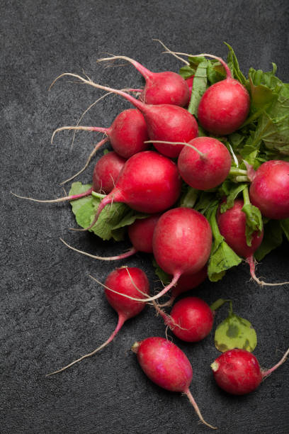 istock Bio bunch red radish plant, agriculture close up. 960137912