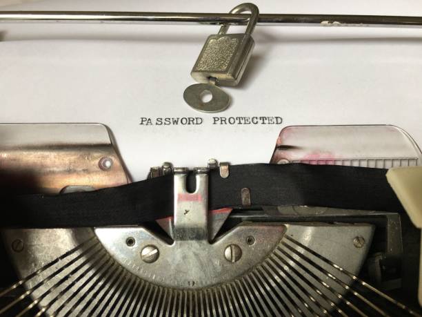 istock Password Protected typewritten in black ink on vintage manual typewriter 960137932