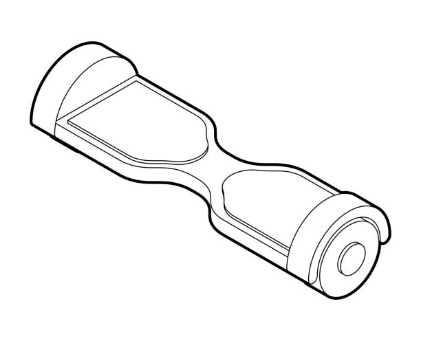 stockillustraties, clipart, cartoons en iconen met gyroscooter lineaire stijl geïsoleerd. tweewielige scooter met een motor. vectorillustratie - zelfbalancerend board