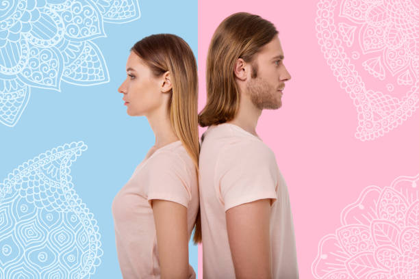 istock Calm people standing with their backs touching and thinking about music 960145400