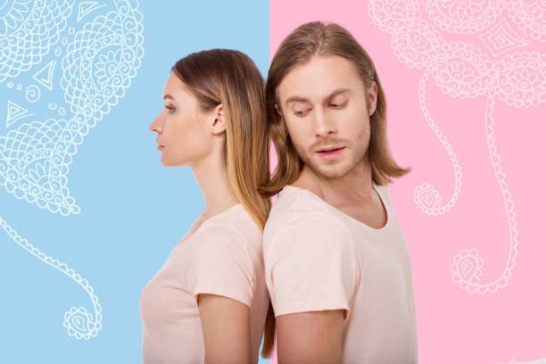 istock Sensitive man turning his head while standing back to back with his wife 960145510