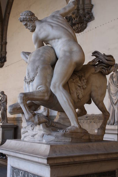 istock Hercules fighting with centaur Nessus, a mythological tale. This sculpture is a masterpiece of Giambologna in Florence - Italy. 960148852