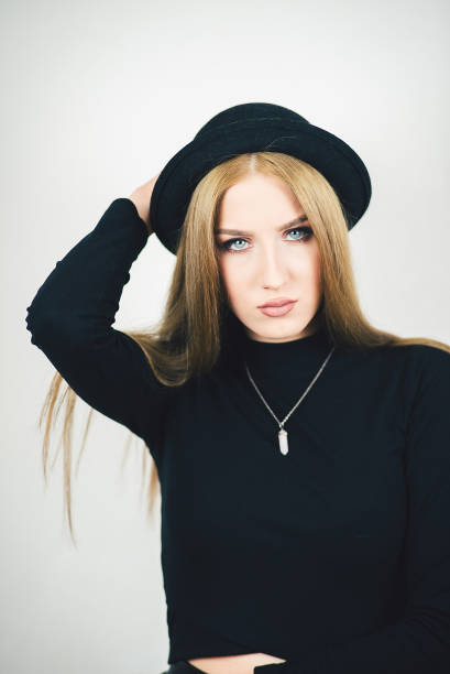 istock Beautiful woman with blue eyes on a white background. 960149268