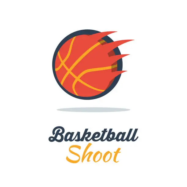 Vector illustration of Silhouette of Basketball Ball. Basketball Logo Template with Swooshing Effect