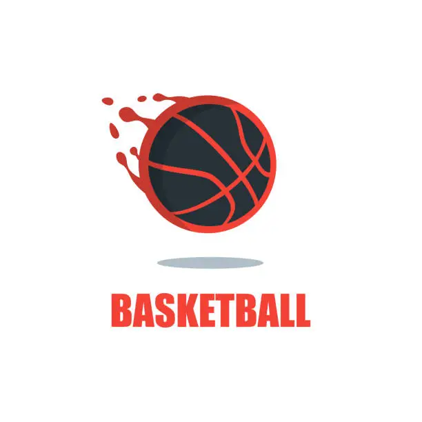 Vector illustration of Silhouette of Basketball Ball. Basketball Logo Template with Swooshing Effect