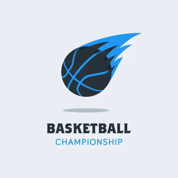 Vector illustration of Silhouette of Basketball Ball. Basketball Logo Template with Swooshing Effect