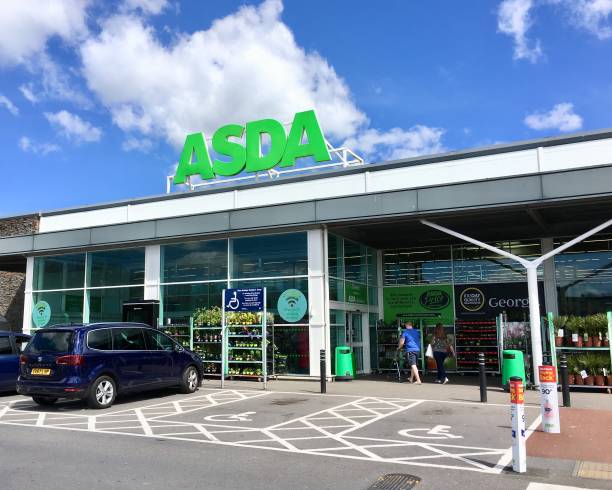 Asda Swansea, UK: April 30, 2018: Asda Supermarket. Asda Stores Limited is an American-owned, British-founded supermarket retailer, headquartered in Leeds, West Yorkshire. asda photos stock pictures, royalty-free photos & images
