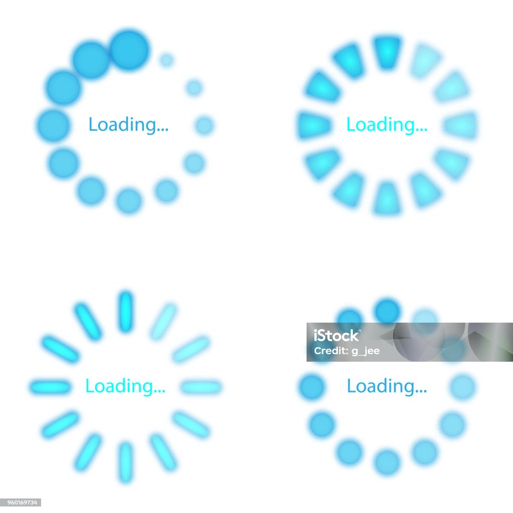 Four Blue Download Progress Status With White Background For Vector ...