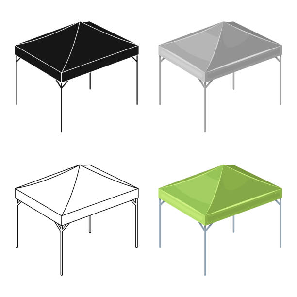 istock Awning for protection against sun and rain.Tent single icon in cartoon style vector symbol stock illustration web. 960170380