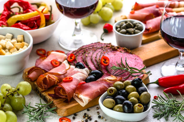 istock Traditional spanish tapas bar or wine snack set on table, food selection, mediterranean diet 960172062