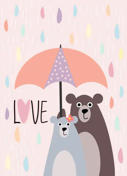 Vector illustration of Cute bears background for greetings card in couple and love theme