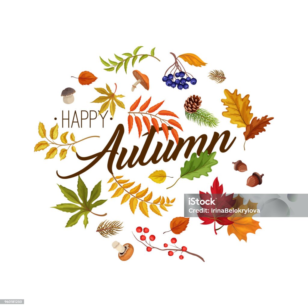 Vector Sketch Autumn Forest Symbol Set Stock Illustration - Download ...