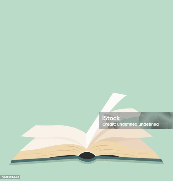 Open Green Book Flat Design Stock Illustration - Download Image Now - Book, Open, Illustration