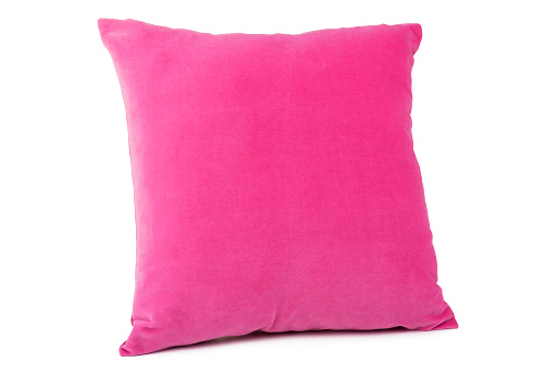 Pink,soft decoration pillow isolated on white background