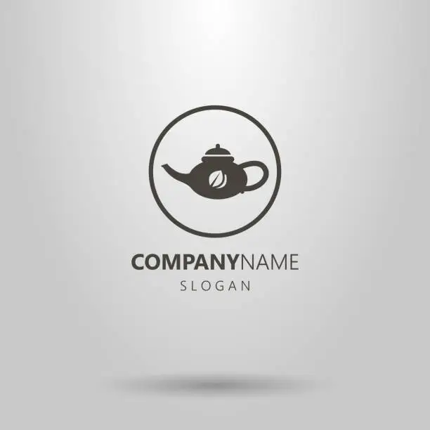 Vector illustration of simple teapot logo in a round frame