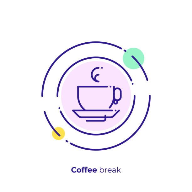 ilustrações de stock, clip art, desenhos animados e ícones de tea time line art icon, coffee brake vector art, outline take a rest illustration - trading coffee tea espresso