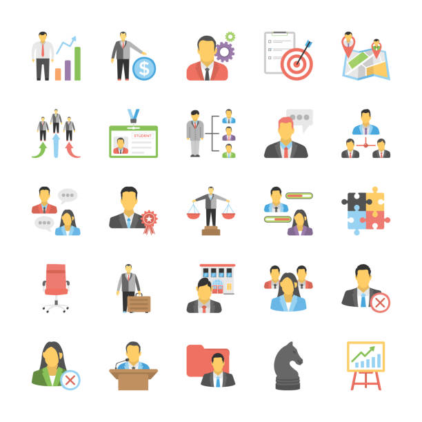 Human Resource Flat Icons Get your next Human Resource Vector Icons Set! These Icons are great for presentations, web design, web apps, mobile applications or any type of design projects. project manager stock illustrations
