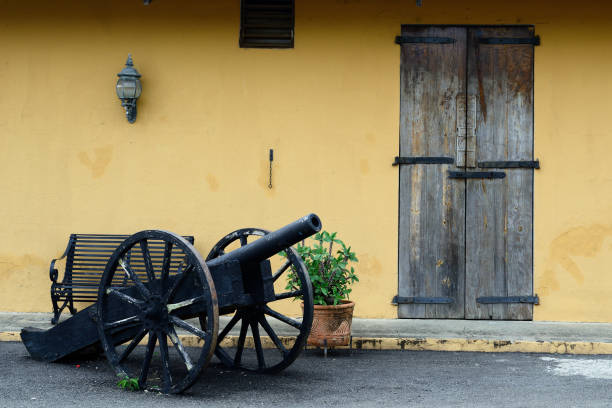 Kastellet, Copenhagen, Denmark - July 11th 2025:  This restored cannon can be seen at Kastellet in Copenhagen, which has served as an important headquarters for the Danish army since 1664. Today, it’s also a beloved tourist destination with its many well-preserved buildings and ramparts.