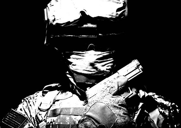 istock Portrait of commando with service pistol in hand 960204898