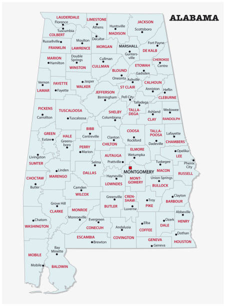 alabama administrative and political map alabama administrative and political vector map alabama state map with cities stock illustrations