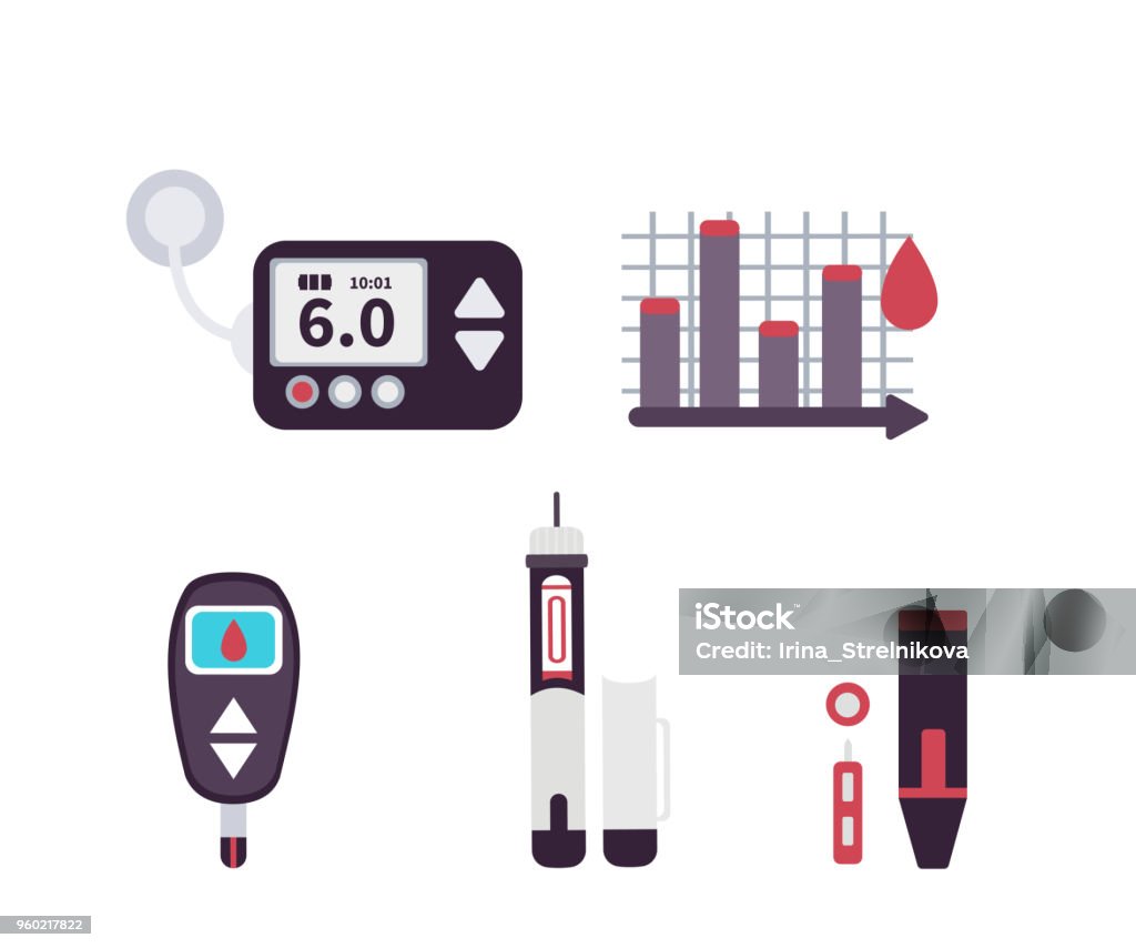 icônes de diabète - clipart vectoriel de Stylo libre de droits