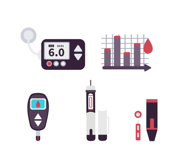 illustrations, cliparts, dessins animés et icônes de icônes de diabète - insulin diabetes pen injecting