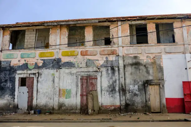 Remains of old colonial building in Grand Bassam, the former capital of Ivory Coast