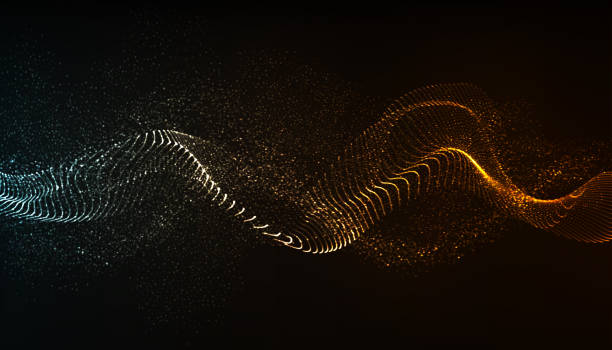 Abstract background Dynamic wave flow, with blurred light effect. black orange audio stock illustrations